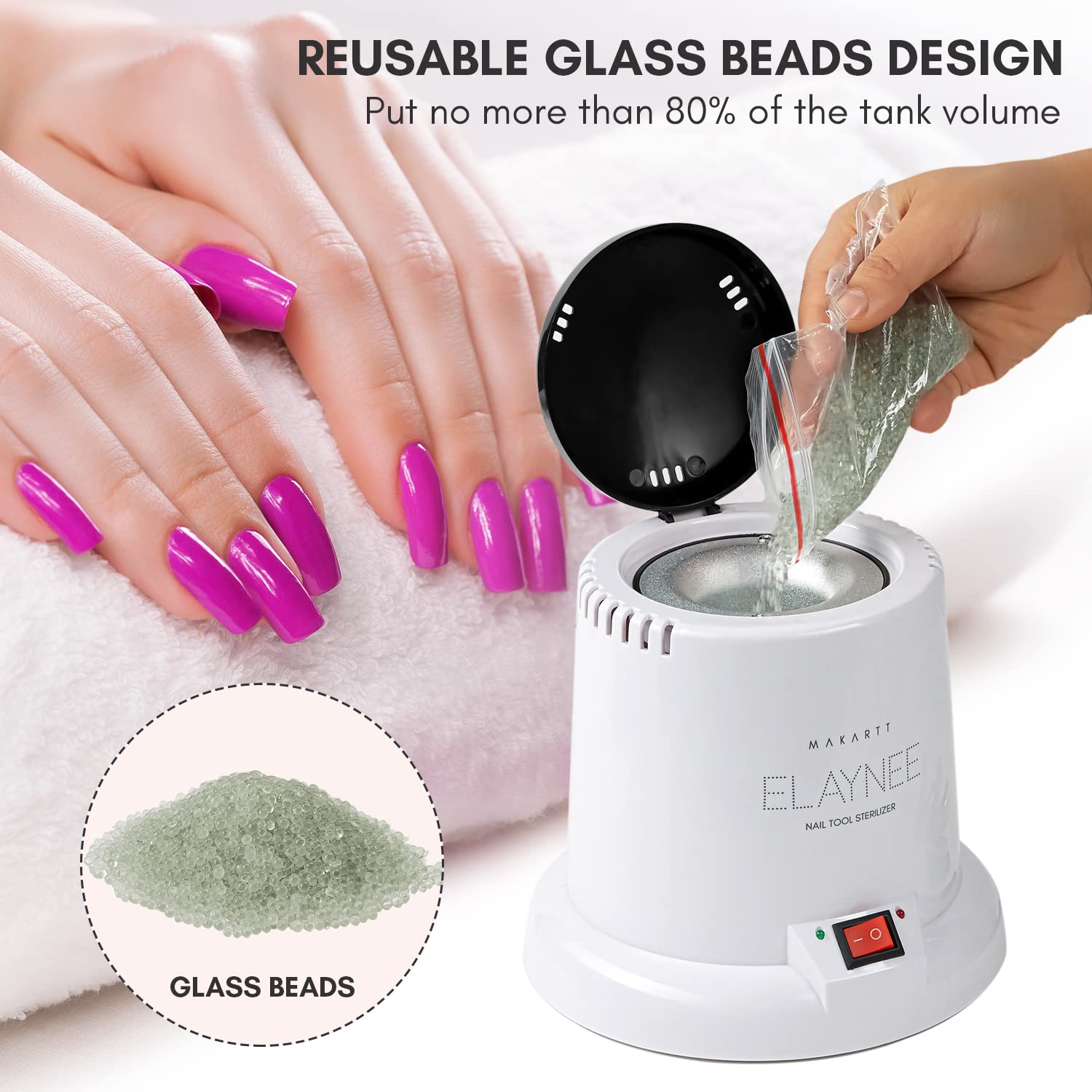 Makartt Professional Nail Tool Sterilizer - High Temperature Autoclave Sterilizer for Manicure Salon, Esthetician & Lash Tech Supplies | Sanitize Metal Nail Art Tools | Essential Salon Equipment for Hygiene & Safety | Perfect for Nail Salons, Beauty Spas & Home Use