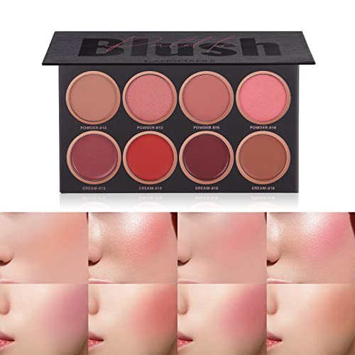 SUMEITANG 8 Color Matte & Shimmer Blush Palette - Mineral Powder for Cheeks, Eyeshadow, Contour & Highlighting | Natural Makeup for Women | Perfect for Daily Wear, Party & Special Occasions