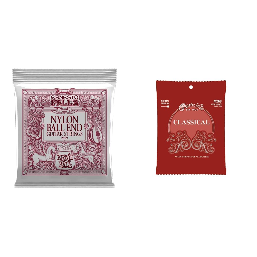 Ernie Ball Ernesto Palla Black & Gold Ball-End Classical Guitar Strings, 28-42 Gauge (P02409) & Manhasset M260 Classical Guitar Strings Set - Perfect for Classical, Flamenco & Acoustic Guitar Performances