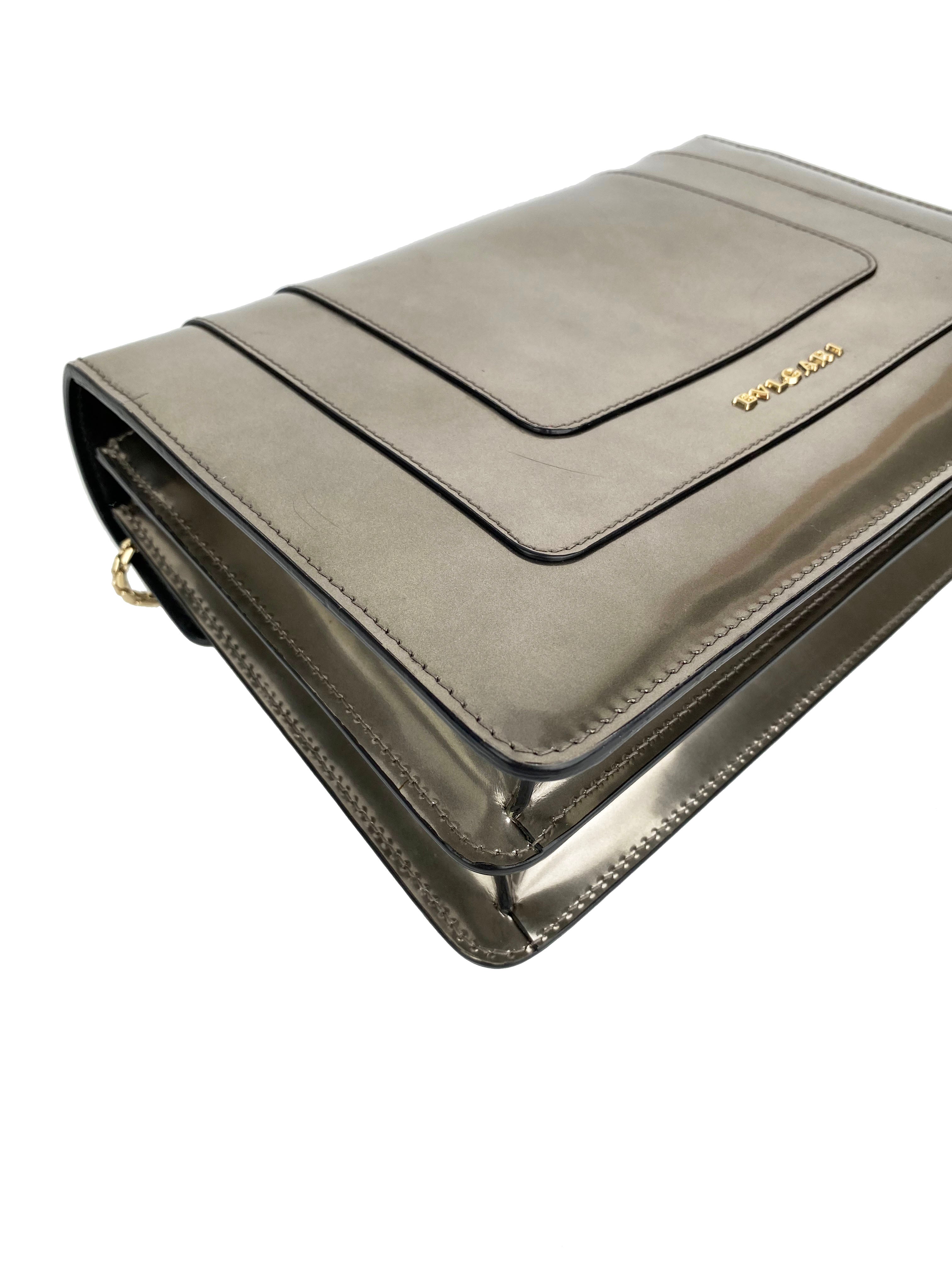 Bvlgari Serpenti Forever Silver Leather Shoulder Bag for Women | Luxury Designer Handbag for Evening Parties, Date Night & Special Occasions