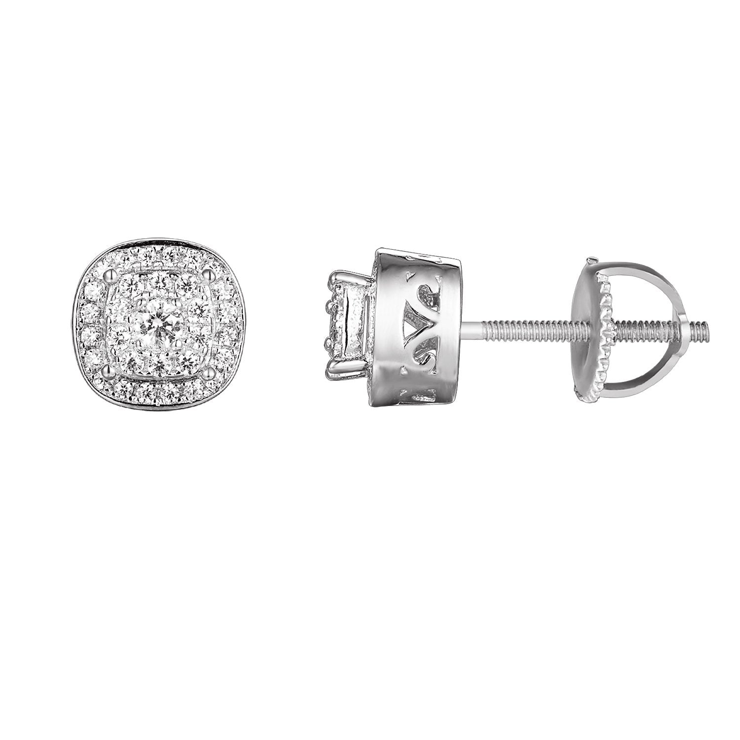 3D Custom Silver Prong Set Bling Stud Earrings for Women - Elegant Cubic Zirconia Ear Jewelry for Parties, Weddings & Daily Wear