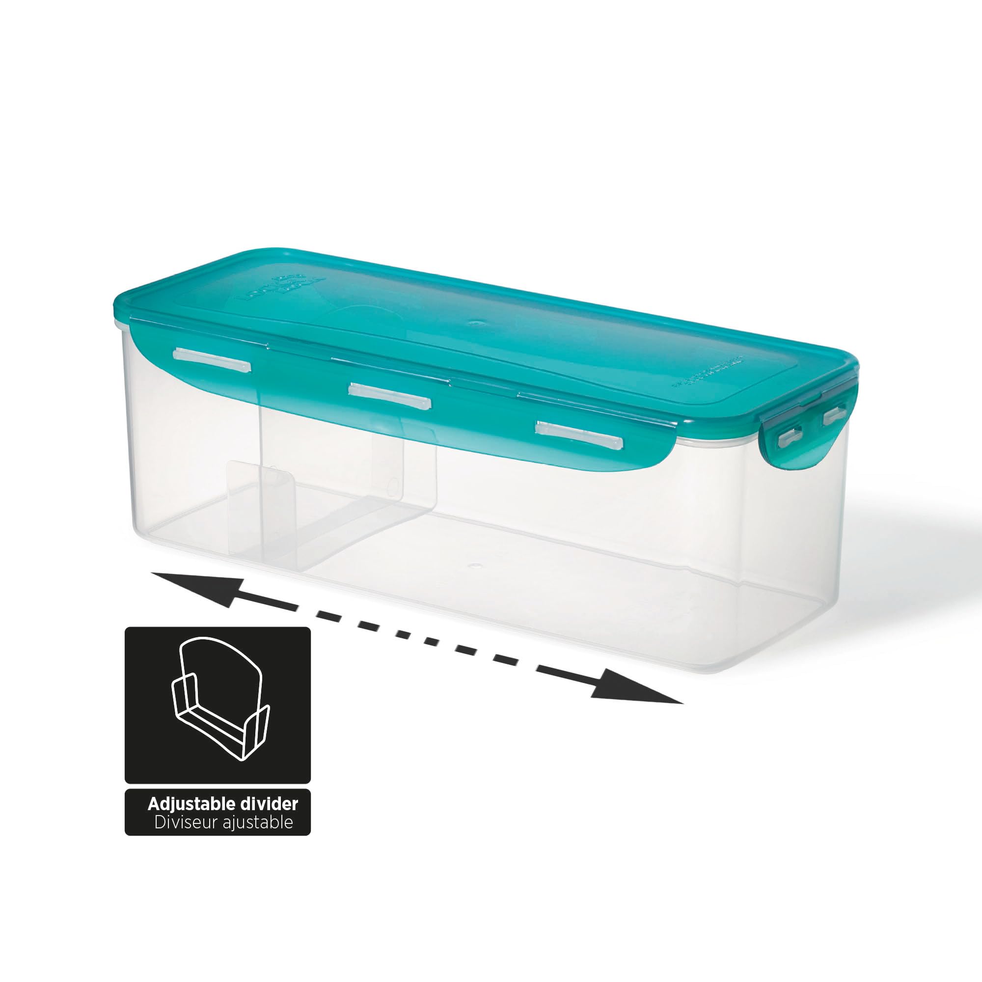 Starfrit LocknLock Airtight Plastic Bread Storage Container with Removable Divider - 5L/169oz Capacity - 4-Sided Locking Lid for Freshness - Perfect for Kitchen, Pantry & Bakery Storage