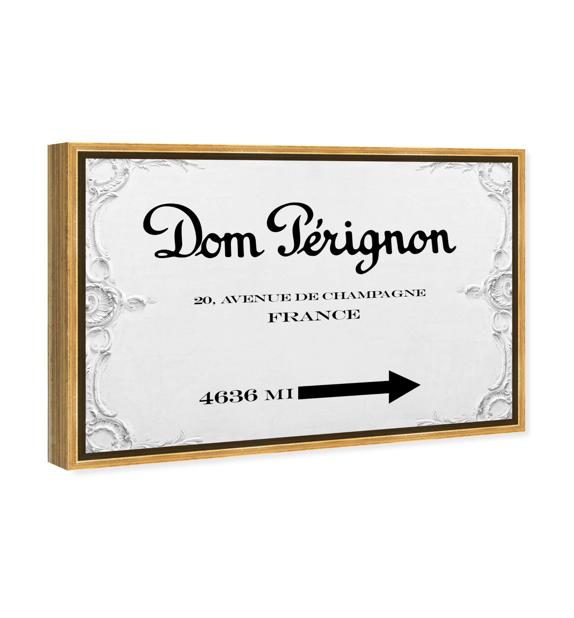 Oliver Gal Artist Co. Fashion & Glam Wall Art Framed Canvas Print - 'Dom P Road Signs' Home Decor (30x20 Inches, Black & White) - Perfect for Living Room, Bedroom & Office Wall Decor
