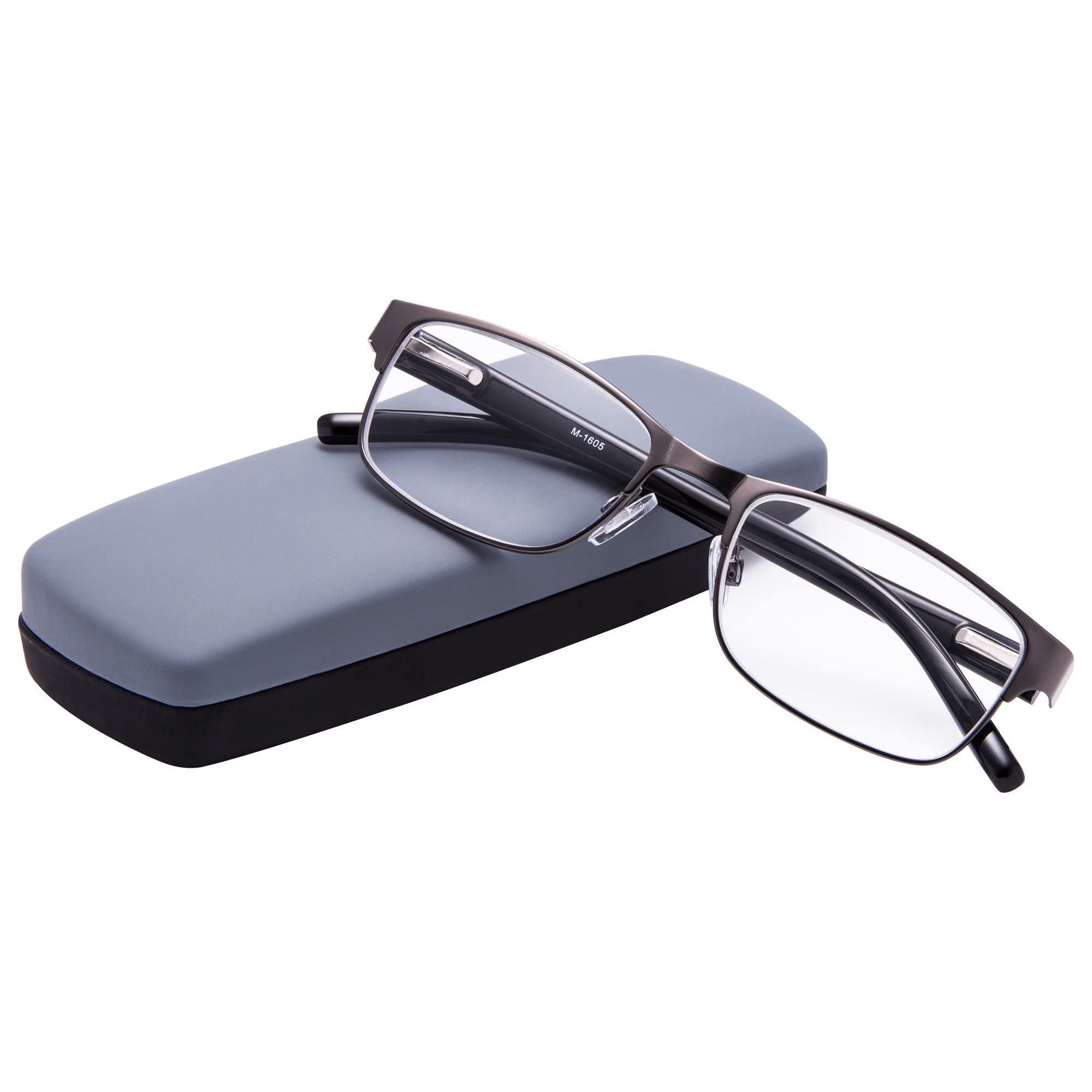 Premium EYEGUARD Readers - Metal Deluxe Rectangular Reading Glasses for Men (+4.00 Strength) | Stylish & Durable for Office, Reading & Computer Use