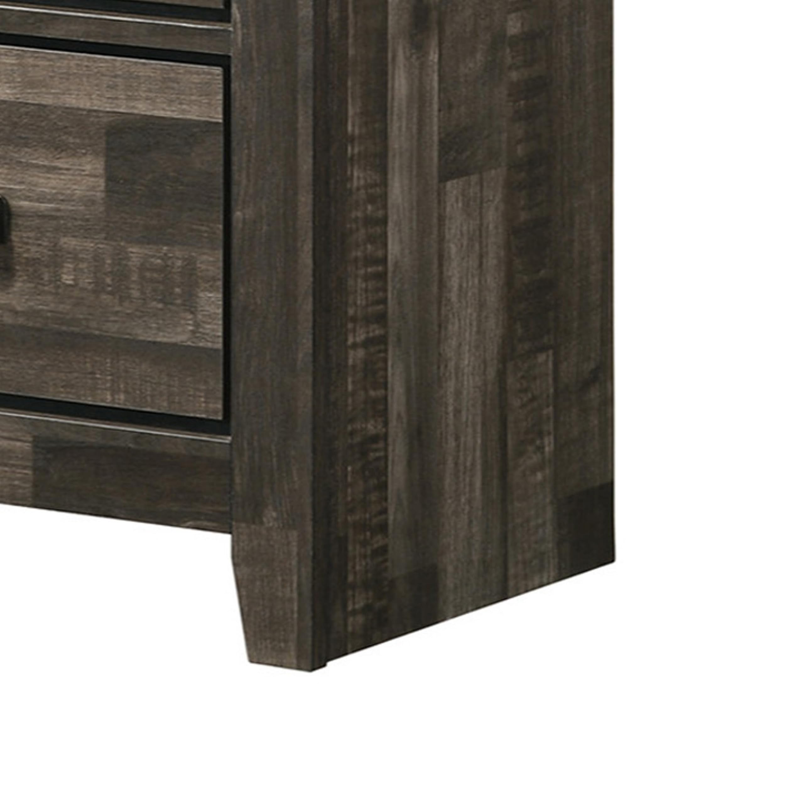 Benzara BM241274 Night Stand with 2 Drawers - Solid Wood Butcher Block Design Bedside Table in Brown - Perfect for Bedroom, Living Room, or Guest Room Storage
