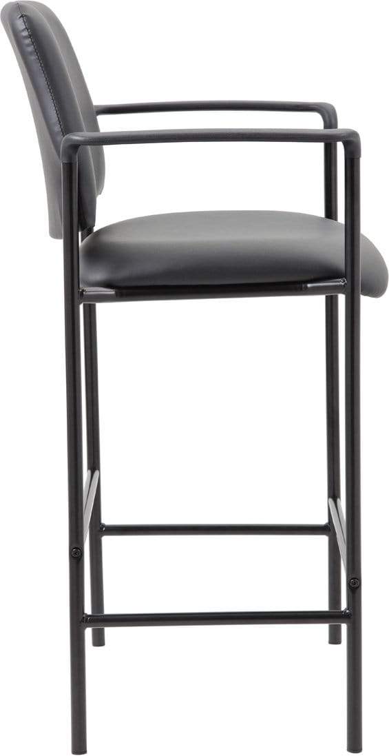 Premium Black Caressoft Boss Square Back Diamond Stool with Arms - Modern Office Chair, Bar Stool & Home Decor - Perfect for Executive Offices, Game Rooms & Lounge Areas [B169503 CS]