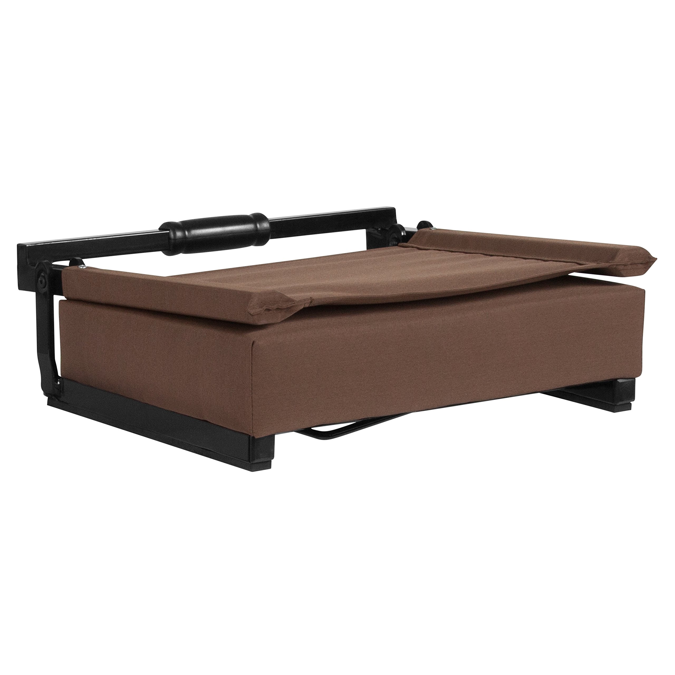 Flash Furniture Grandstand Portable Folding Stadium Seats - 2 Pack Padded Bleacher Chairs with Handle, 500 lb Capacity, Brown - Perfect for Sports Games, Concerts & Outdoor Events