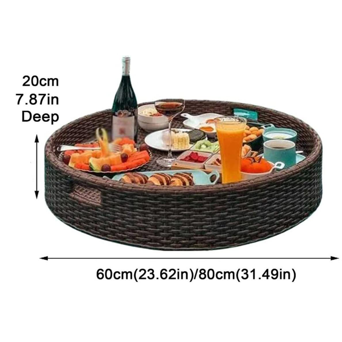 Floating Pool Tray, Round Floating Bar Table Serving Tray with Cup Holders for Beach Party, Pool Party, Water Snacks - Perfect for Drinks, Food & Fun by the Pool or Lake