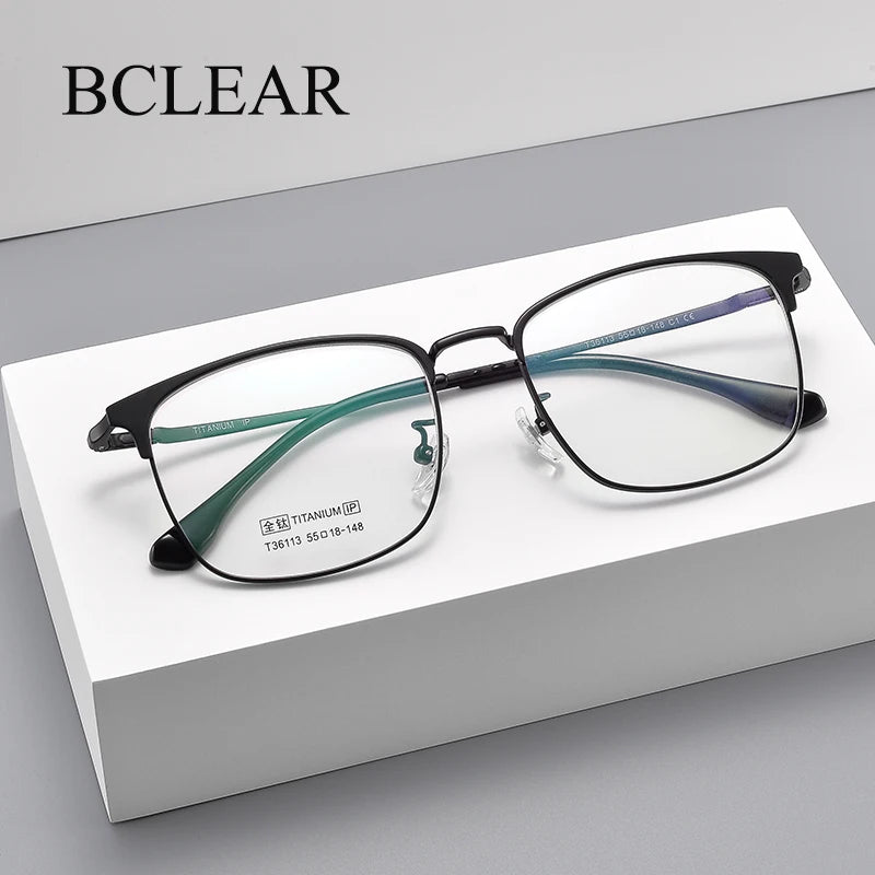 Bclear Unisex Full Rim Square Titanium Eyeglasses 36113 - Lightweight Durable Frame for Men & Women - Perfect for Reading, Work, and Everyday Fashion