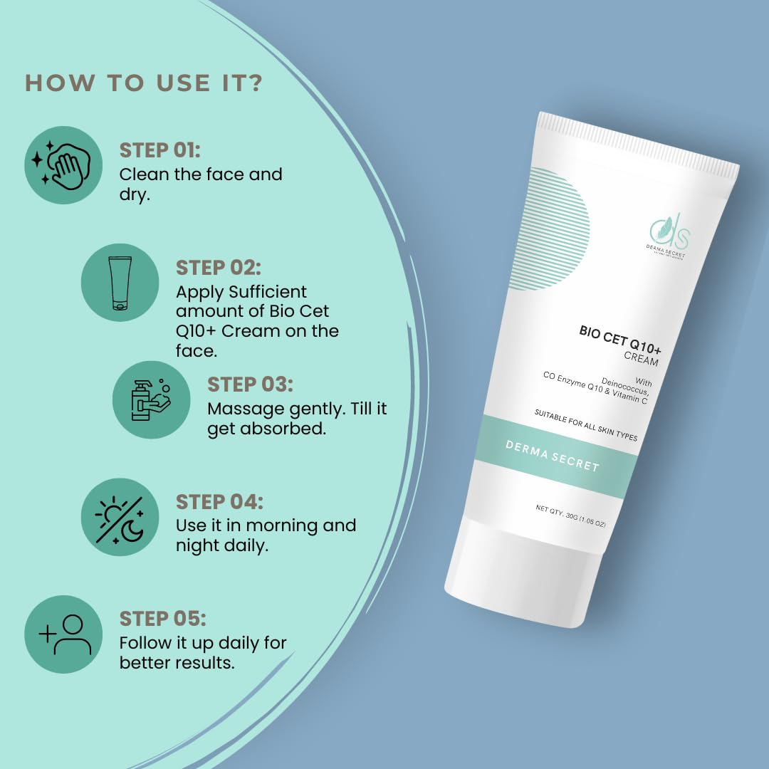 Bio CetQ10+ Anti-Aging Cream with Coenzyme Q10, Vitamin C & Alpha Arbutin - Hydrating Skincare Solution for Wrinkles, Fine Lines & Hyperpigmentation - Youthful Radiant Skin Treatment - 30g | Perfect for Night Routine & Daily Moisturizing