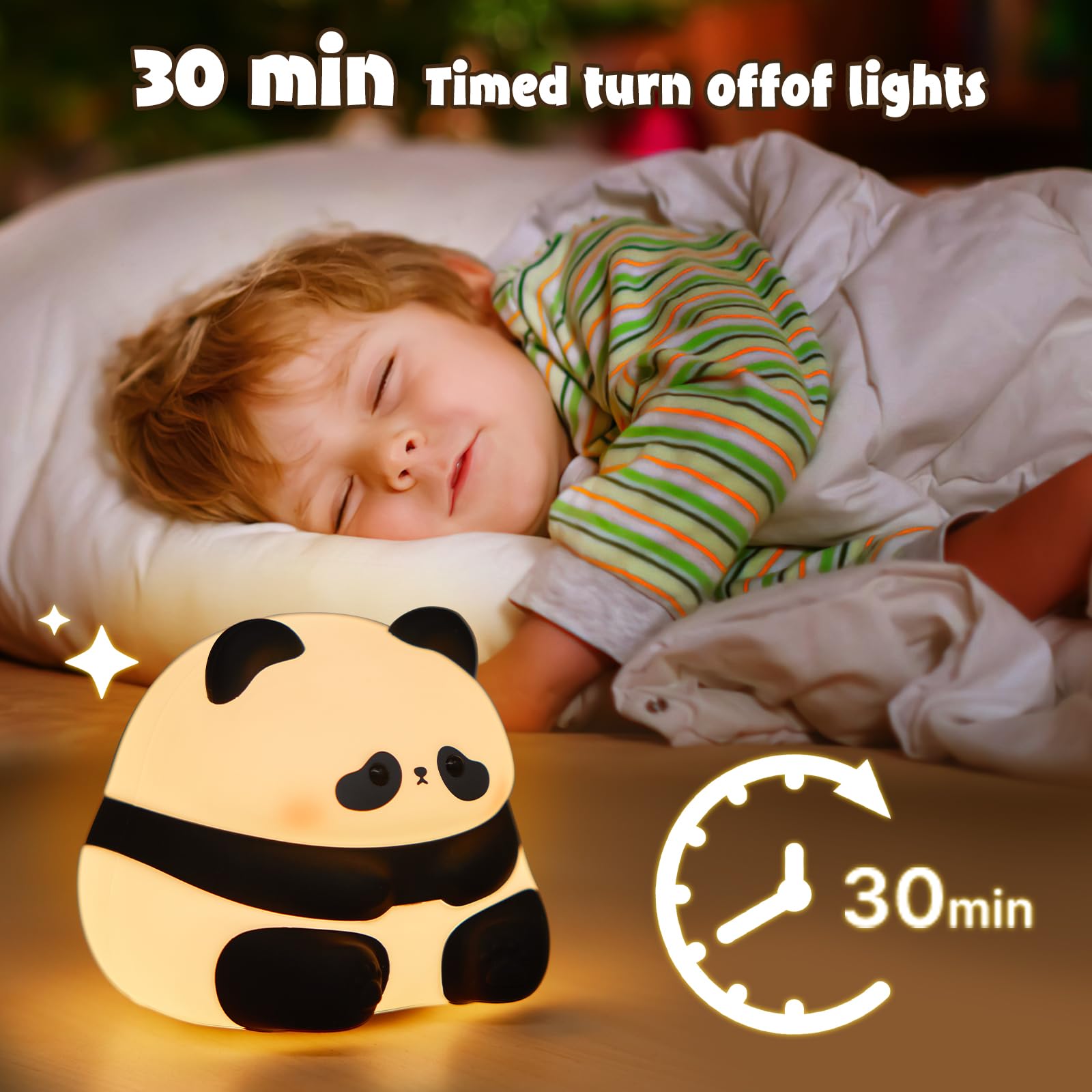 **Cute Panda Night Light - LED Silicone Squishy Animal Lamp for Kids with 3 Dimming Levels - Soft & Safe Nursery Nightlight for Boys & Girls - Fun Room Decor & Breastfeeding Light - Perfect for Bedtime, Baby Rooms & Relaxation**