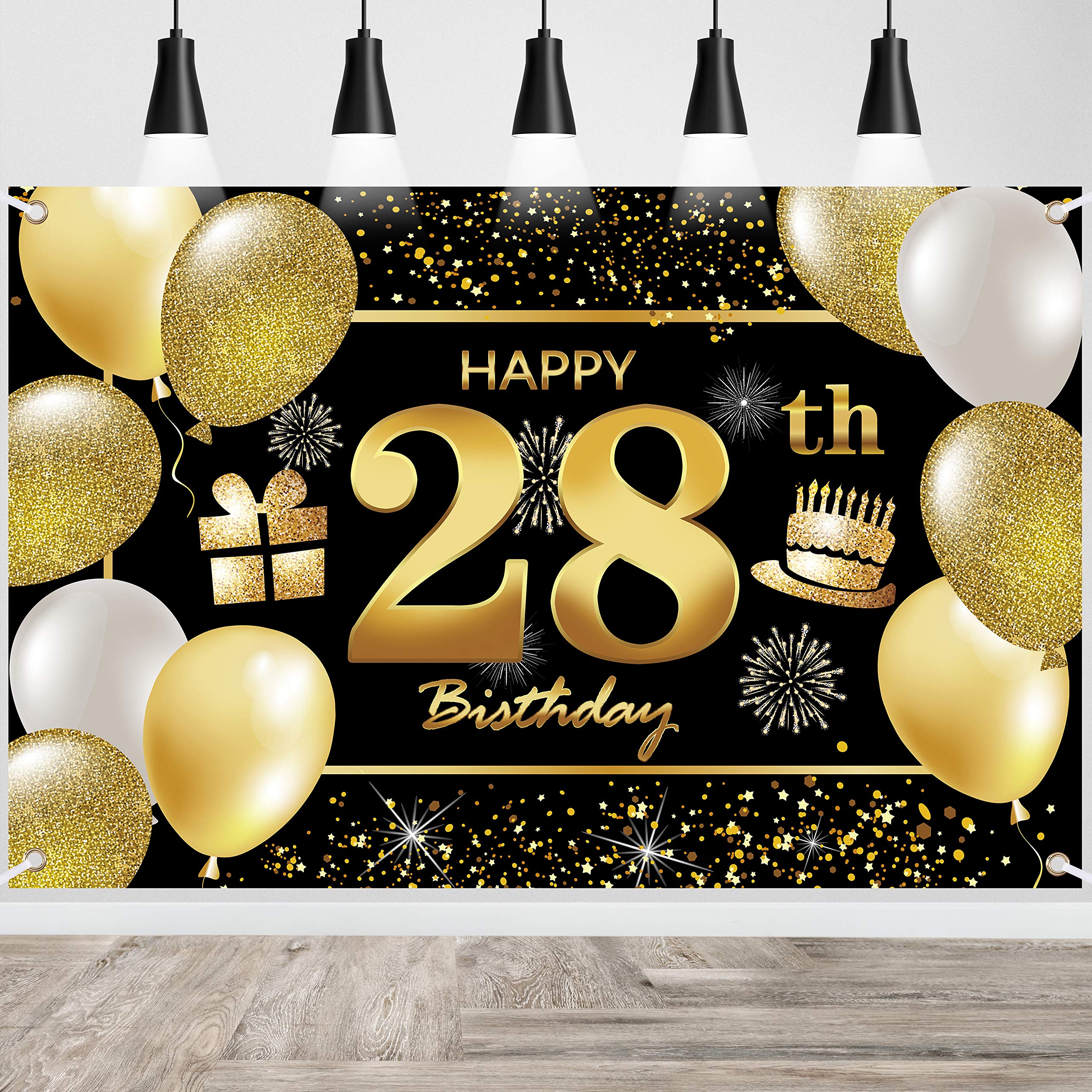 28th Happy Birthday Banner - Premium Birthday Decorations for Men - Party Backdrop & Supplies - Perfect for Indoor & Outdoor Celebrations