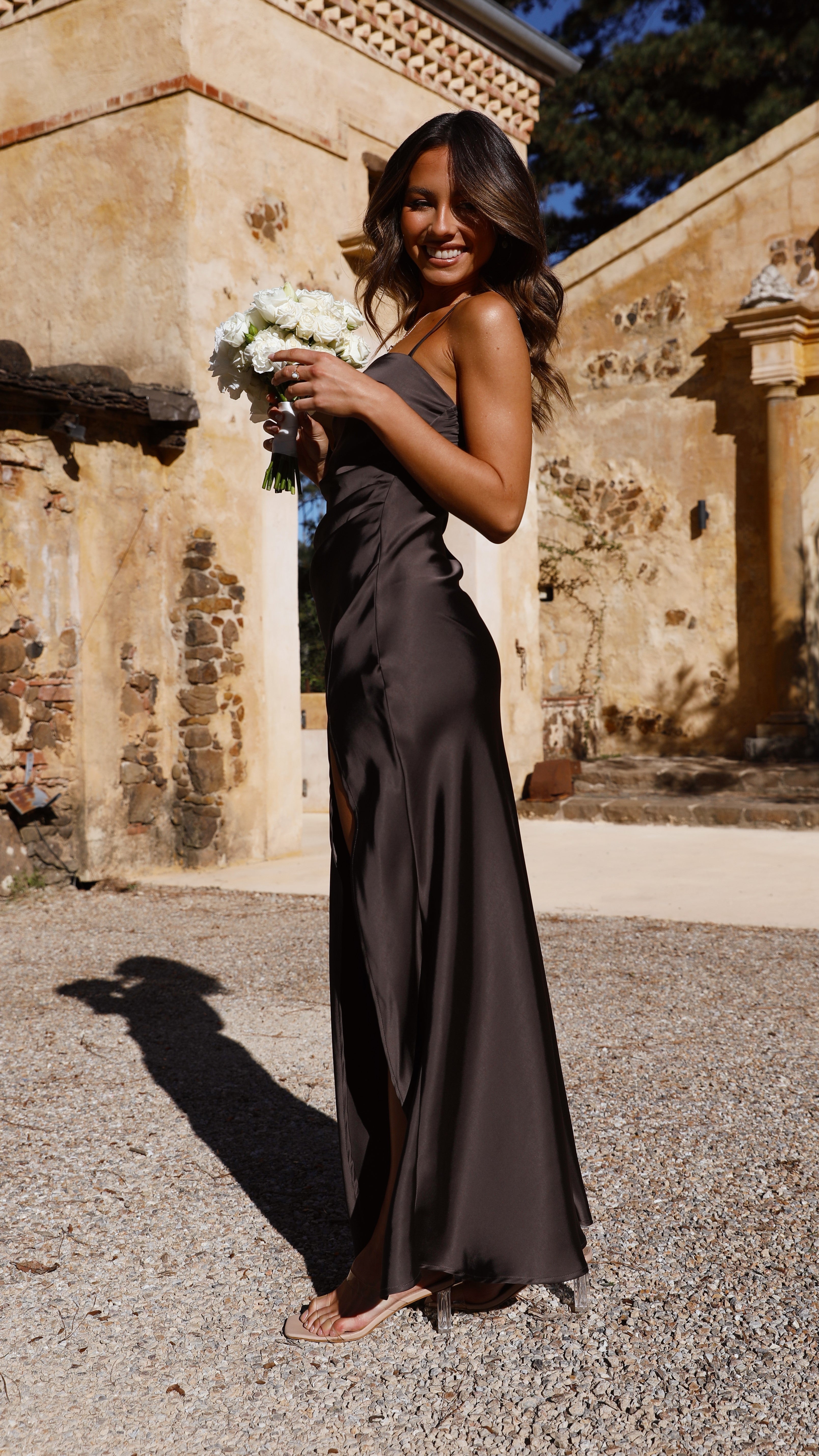 Ilana Maxi Dress for Women - Elegant Espresso Brown Long Flowy Dress for Summer, Beach, and Casual Outings