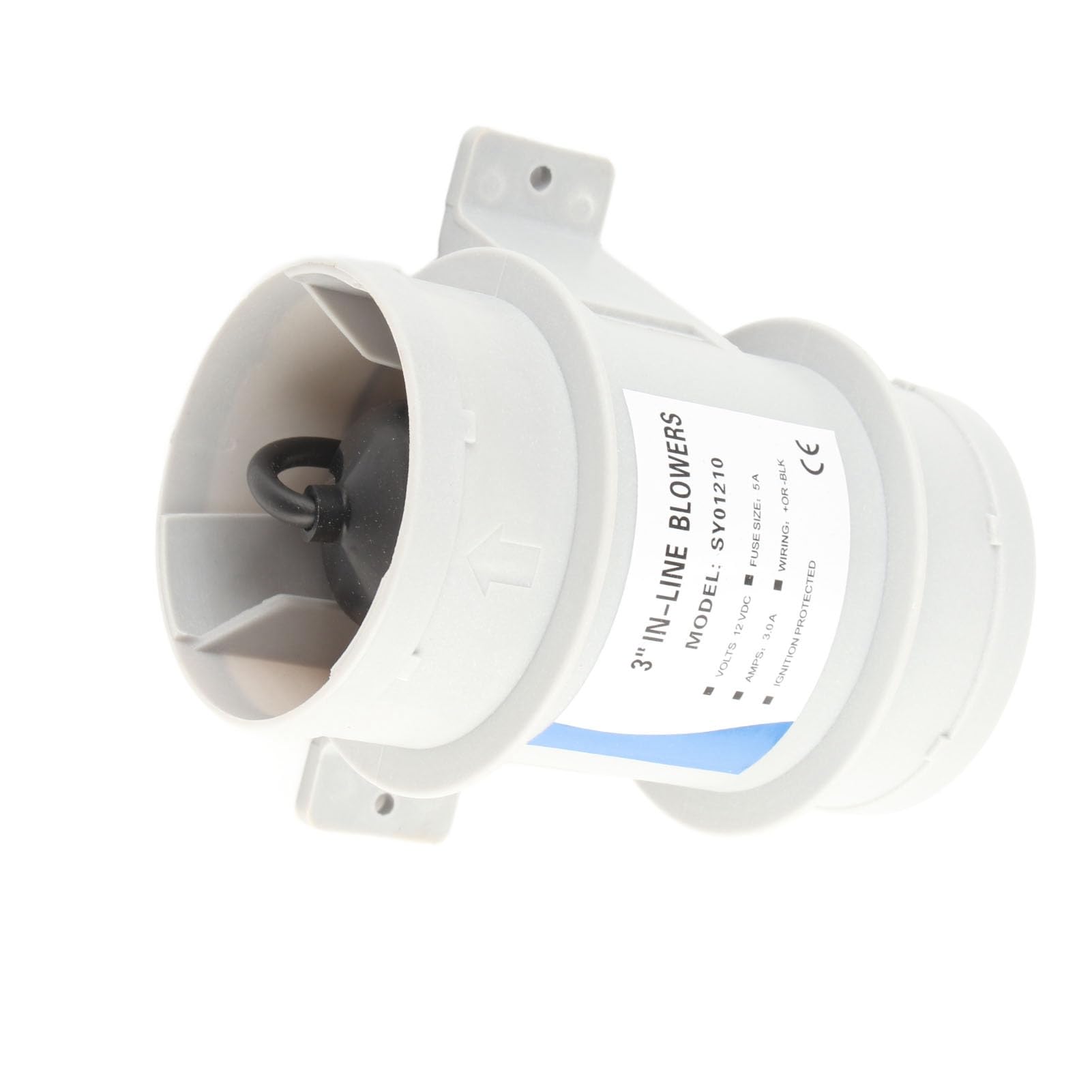 3 Inch 12V Silent Inline Blower - ABS Marine Bilge Air Blower for Yachts & Boats - High Performance Air Circulation System for Cabin, Engine Room & Bilge Ventilation