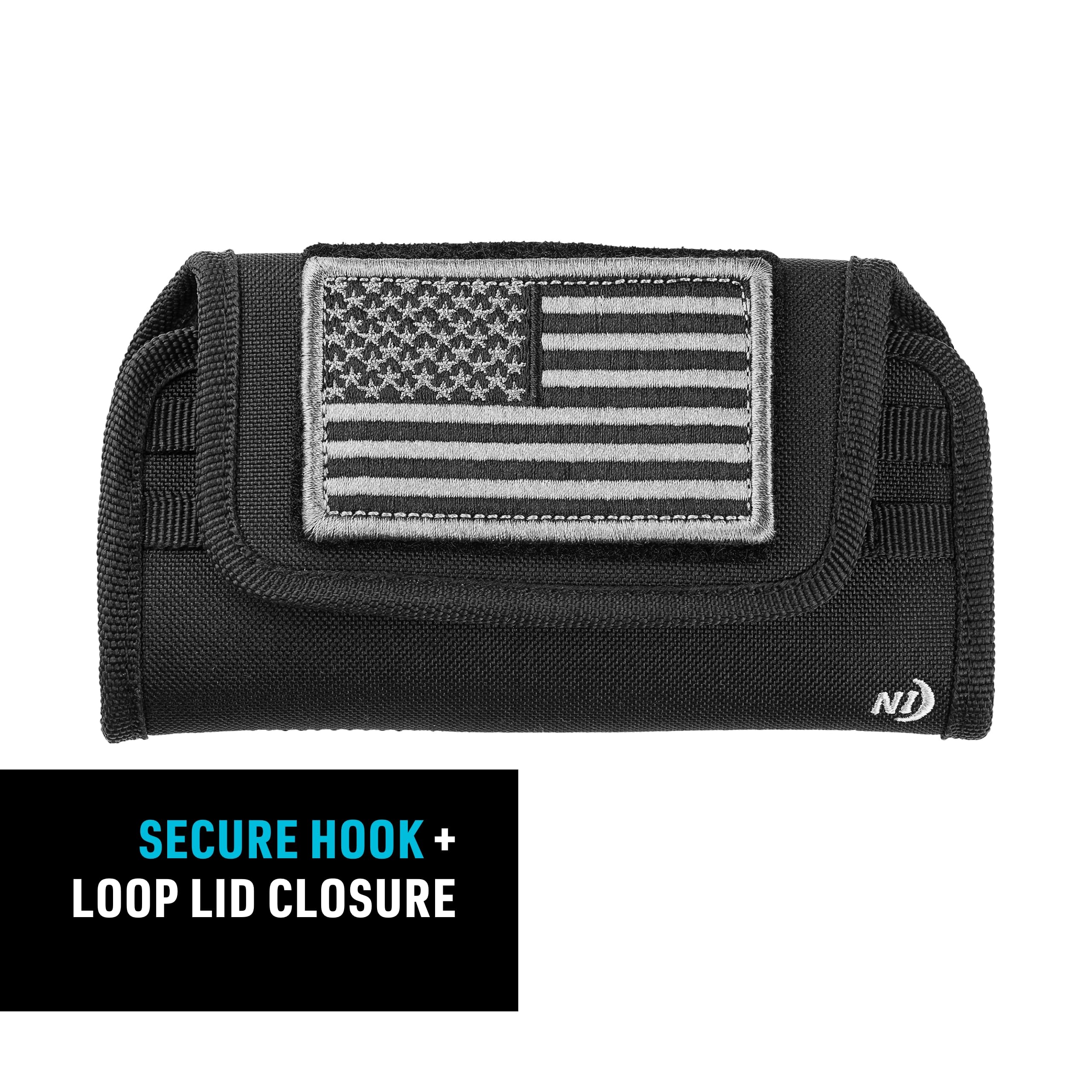 Nite Ize Clip Case Universal Horizontal Phone Holster - Protective Belt Clip Phone Pouch for iPhone, Samsung & Most Smartphones - XL Size with USA Patch - Perfect for Hiking, Work & Outdoor Activities