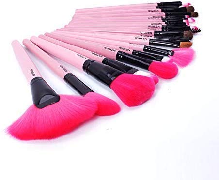 Professional Angelie 24-Piece Makeup Brush Set - Kabuki, Foundation, Blending, Blush, Concealer & Eye Brushes for Liquid, Powder & Cream Cosmetics - Perfect for Everyday Makeup, Contouring & Full Face Application (Pink)