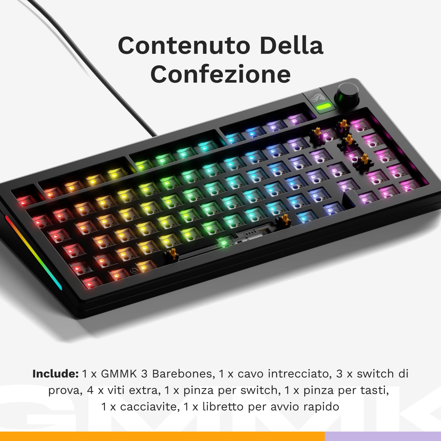 Glorious GMMK 3 75% Custom Mechanical Gaming Keyboard - Hot Swappable MX Switches, Modular Gaskets, Aluminum Plate, Sound Dampening Foam - ISO/ANSI Layout (Black) for PC Gaming & Professional Typing
