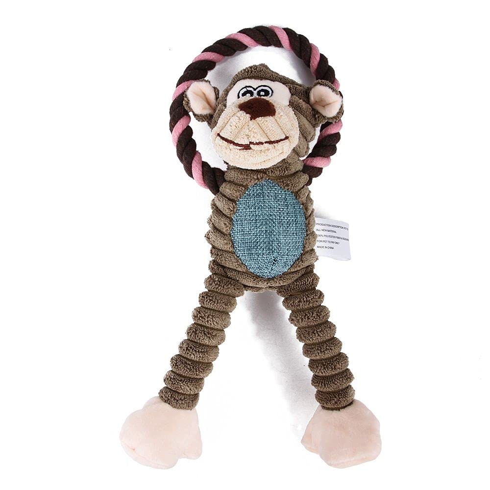 Durable Monkey Squeaky Chew Toys for Small & Medium Dogs - Interactive Plush Puppy Training Toys with Cleaning Teeth Function - Perfect for Playtime, Teething Relief & Pet Accessories