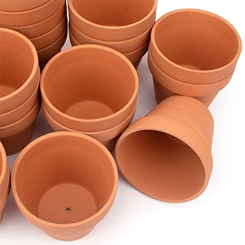 26 Pack 4 Inch Terracotta Clay Pots with Drainage Holes - Classic Brown Succulent Planters for Indoor Plants, Tabletop Decor, Home & Office Gardening