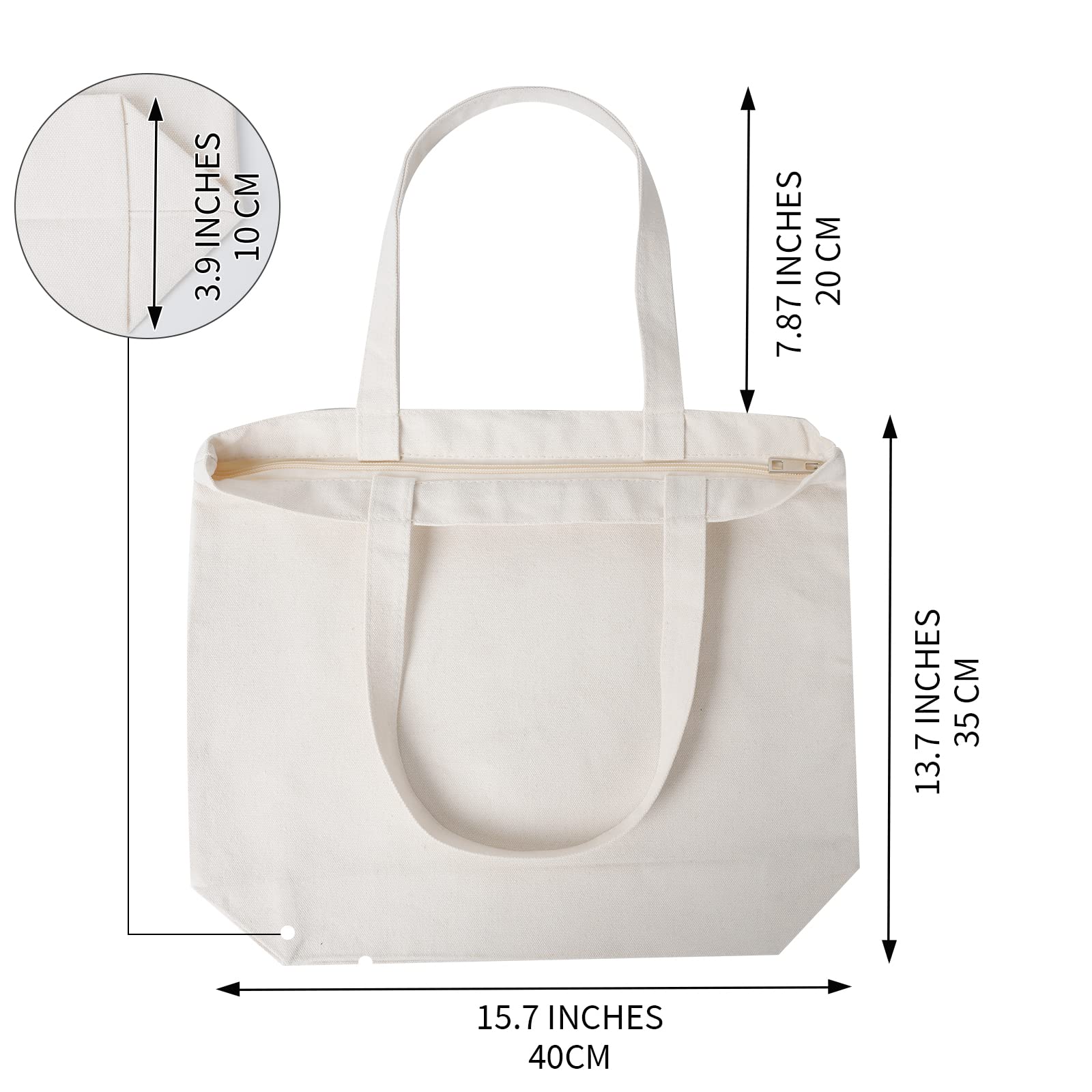 4Pcs Cotton Canvas Tote Bags 15.7