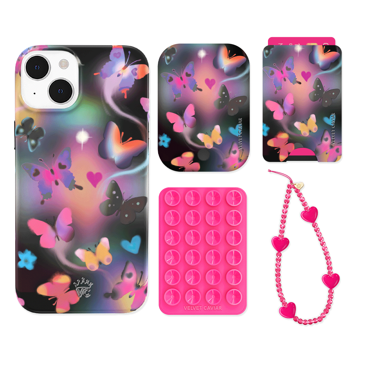 Aurora Butterfly iPhone Case with Wallet - Stylish & Functional Phone Accessory for Women - Perfect for Everyday Use, Travel, and Shopping