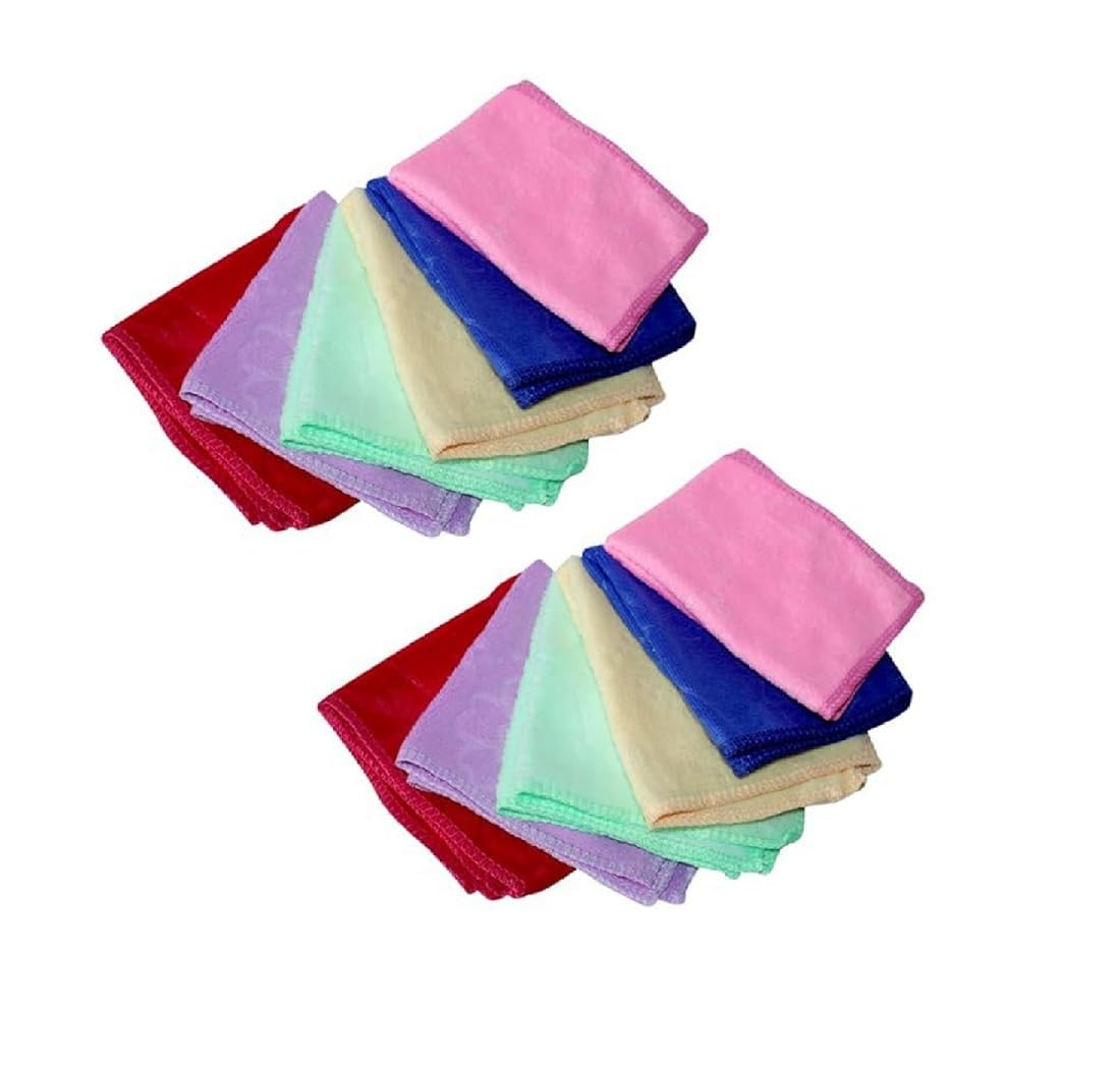 GLAN Women's Cotton Soft Hankies - 12 Pack Multicolor Face Towels & Handkerchiefs for Daily Use, Travel, Gym, and Makeup Removal