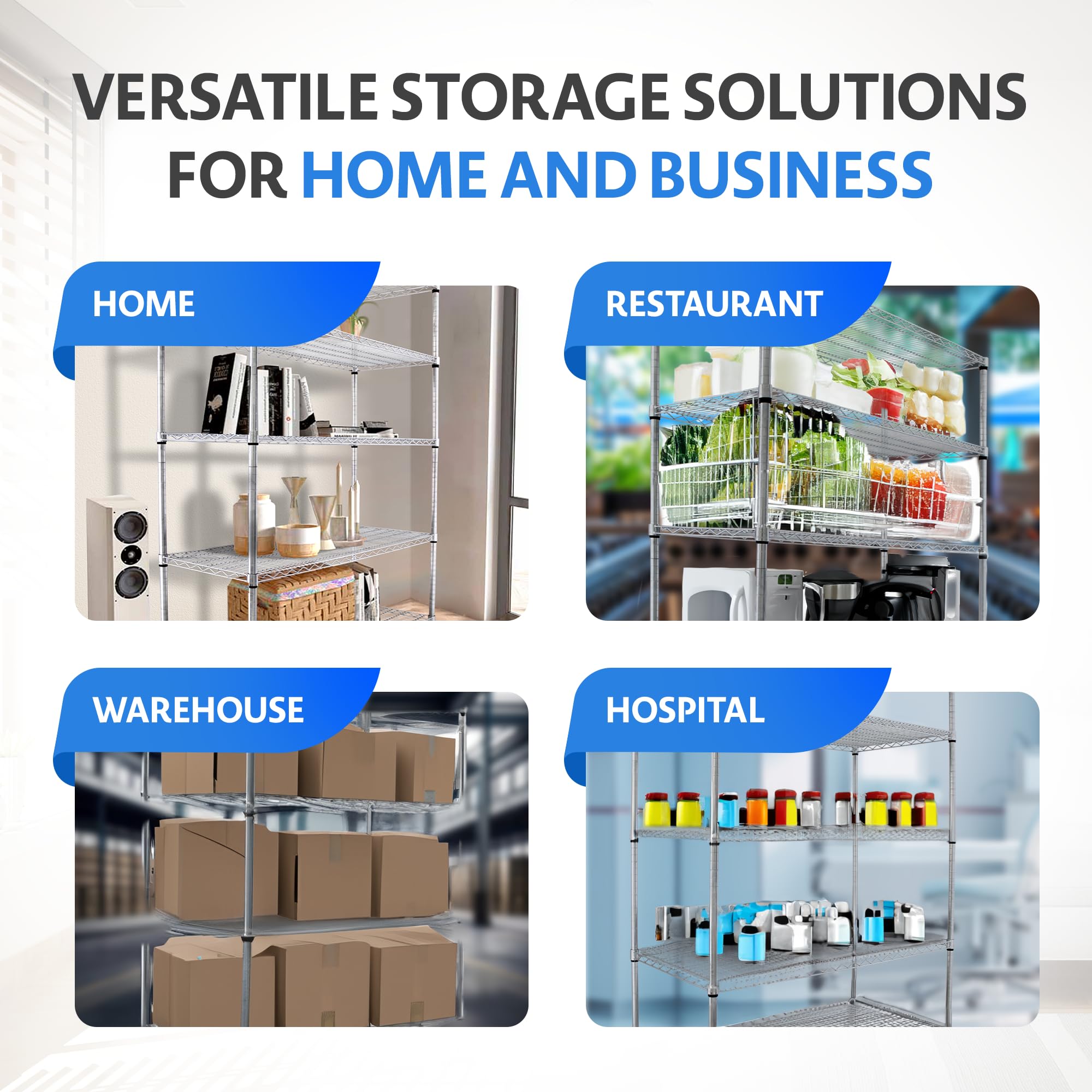 Heavy Duty 5-Tier Metal Shelving Rack with Wheels - 48