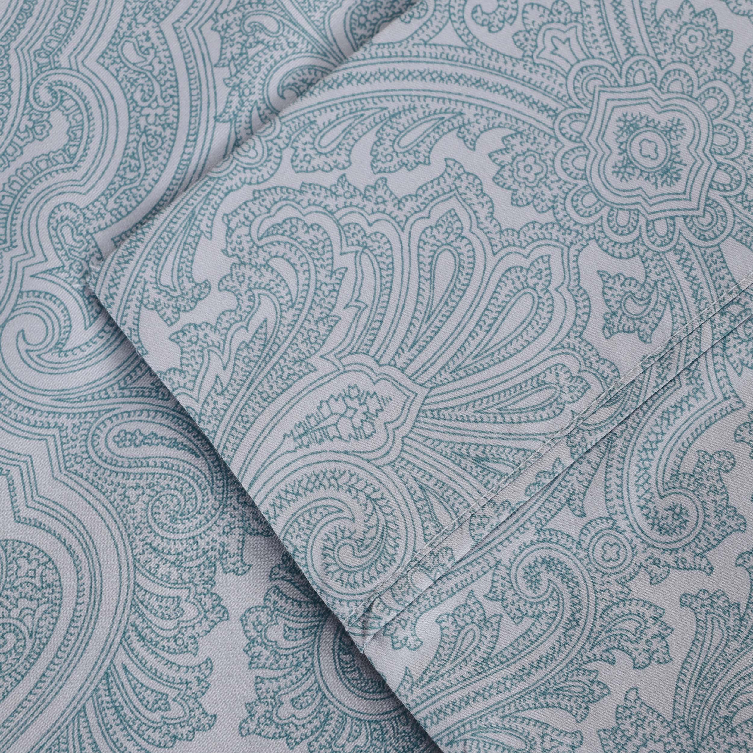 Premium Cotton Blend Soft & Breathable 2-Piece Twin Duvet Cover Set - Paisley Pattern in Elegant Blue | Perfect for Bedroom Decor, Guest Rooms & Dorm Essentials