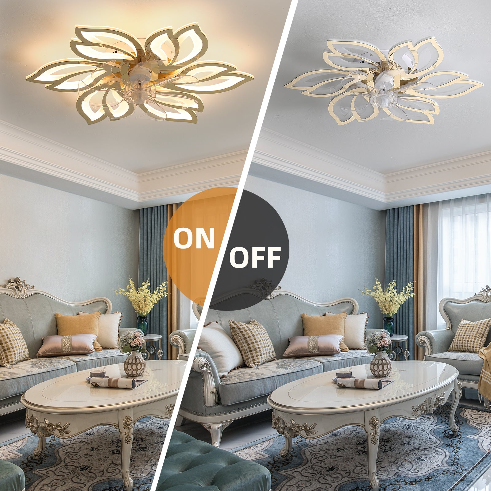25.5 Inch Modern Ceiling Fan with Light - Remote Control, 3 Color Temperatures & 6 Speeds, Titanium Gold Finish - Perfect for Bedroom, Living Room, and Office