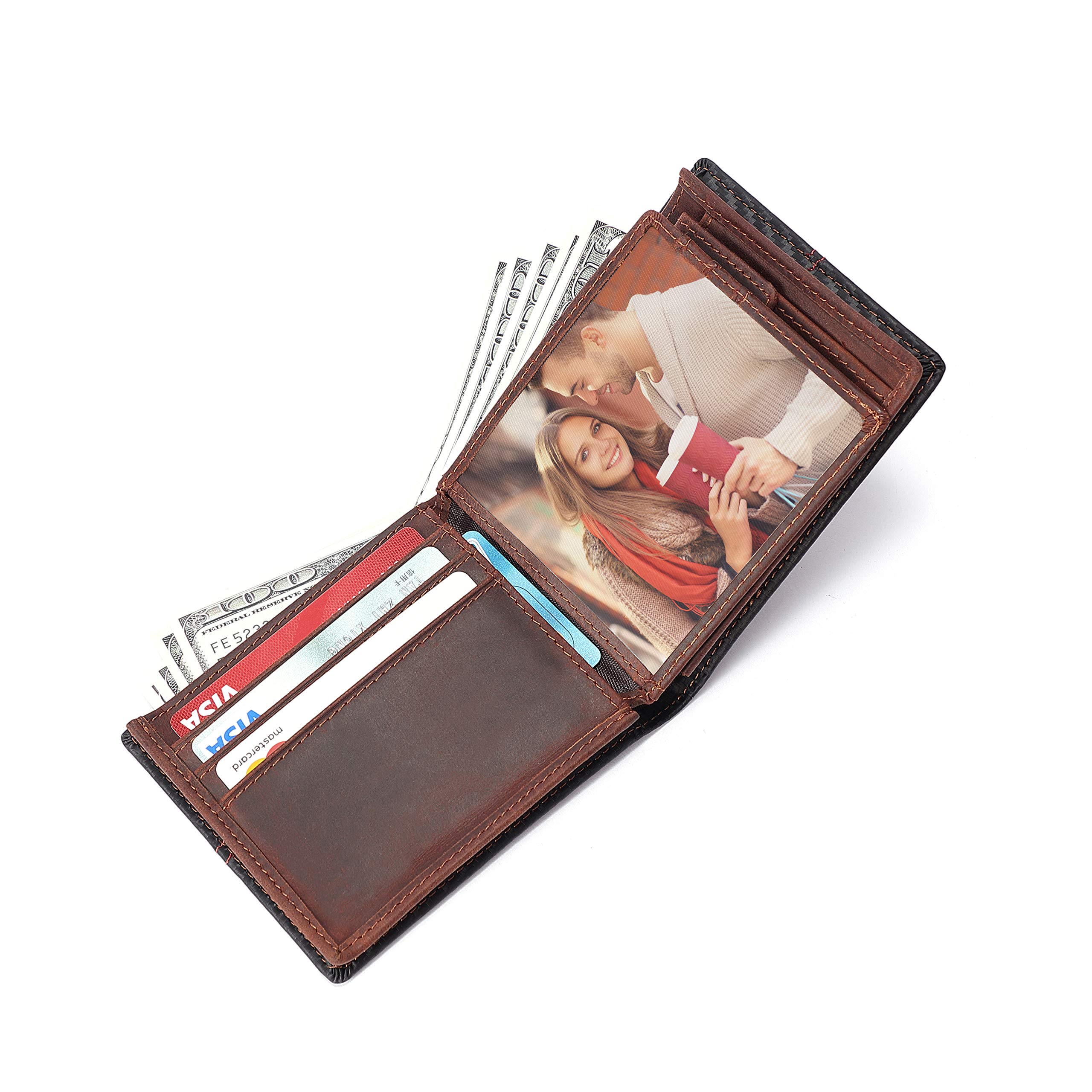 Personalized Engraved Leather Wallet for Men - Custom Bifold Wallets for Dad, Son, Husband & Boyfriend - Christmas, Birthday, Father's Day, Valentine's, Anniversary, Graduation & Wedding Gift - Engraved with Love Message - Perfect for Everyday Use, Travel & Special Occasions