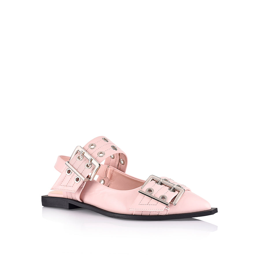 Clea Slingback Buckle Flats - Women's Comfortable Dress Sandals in Blush Pink | Perfect for Weddings, Office & Summer Outfits