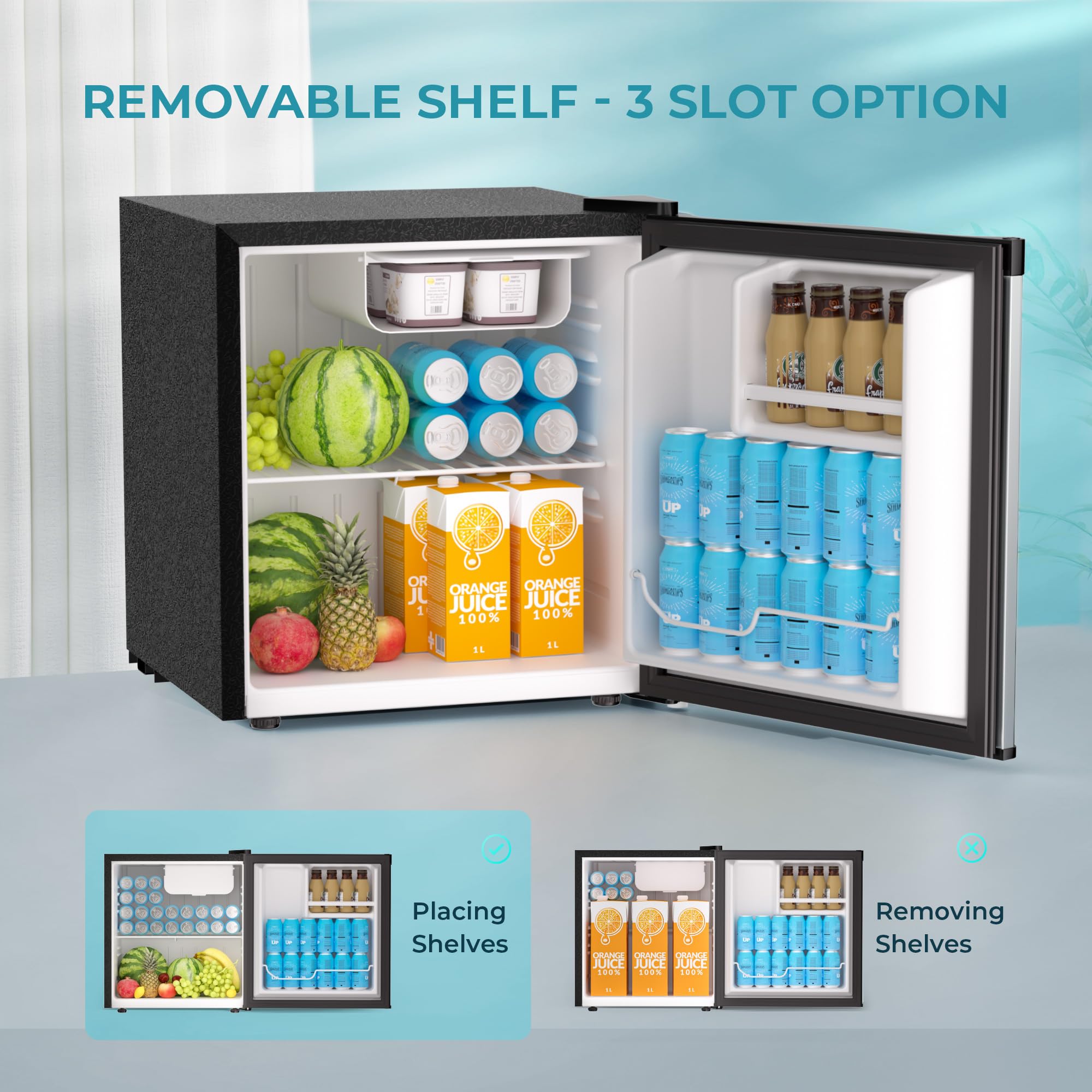 EUHOMY 1.7 Cu.Ft Compact Mini Fridge with Freezer - Energy Efficient, Adjustable Thermostat, Reversible Door - Perfect for Bedroom, Office, Dorm, RV, or Small Apartment (Silver) | Keep Drinks & Snacks Cold Anywhere