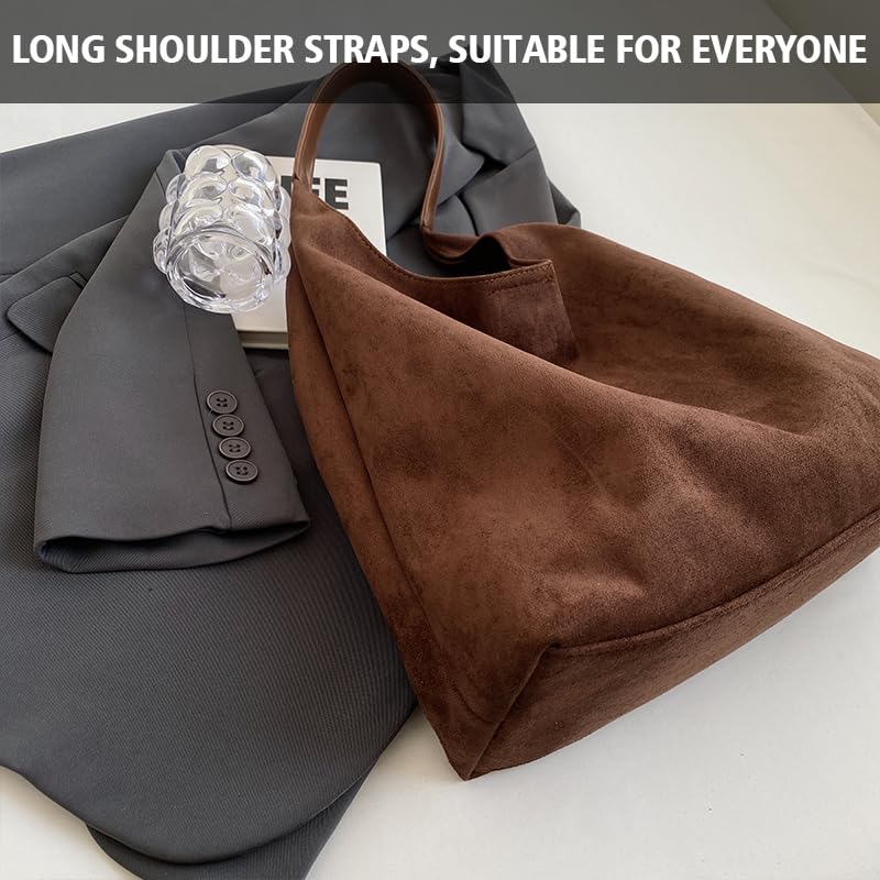2024 Brown Suede Tote Bag for Women - Stylish Leather Purse & Shoulder Handbag - Perfect for Work, Travel & Everyday Use