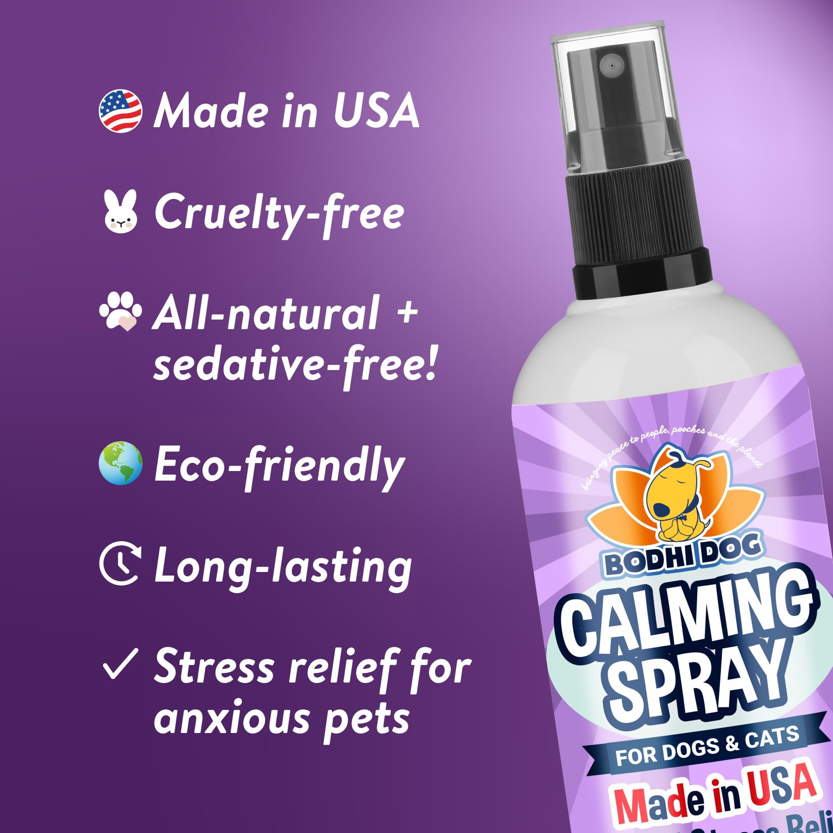 Bodhi Dog Natural Calming Spray for Dogs - Soothing Lavender Scent Pet Anxiety Relief - Made in USA - 8 Fl Oz - Perfect for Grooming, Travel, Fireworks, Vet Visits & Thunderstorms