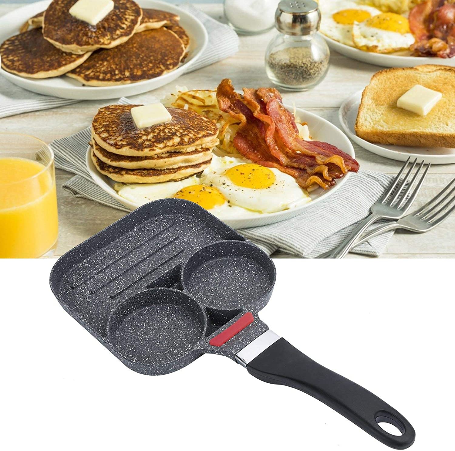 Nonstick 3-Cup Egg Frying Pan - Pancake Pan for Gas Stove, Perfect for Breakfast Cooking - Ideal for Omelets, Crepes, Steaks & More | Great for Home Kitchens & Camping