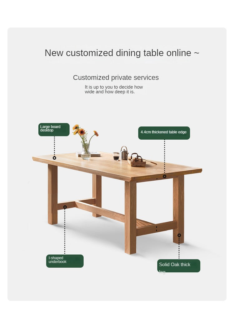 Rustic Style Dining Table - Solid Oak, Ash, Cherry Wood - Perfect for Farmhouse, Cottage & Country Home Dining Rooms
