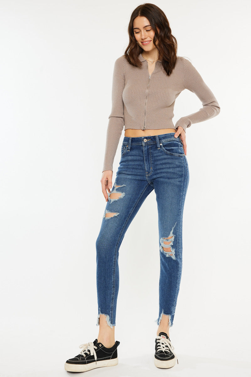 Luna High Rise Ankle Skinny Jeans for Women - Stretchy Denim Pants, Slim Fit, Comfortable Everyday Wear - Perfect for Work, Date Night & Casual Outings