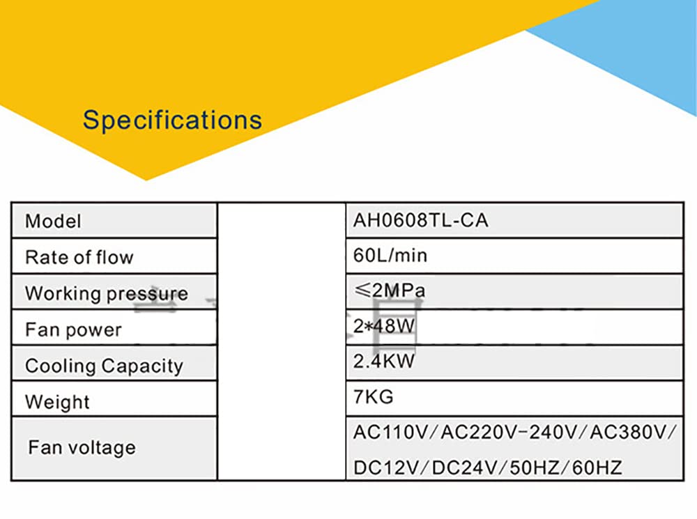 AH0608TL-CA Hydraulic Air Cooler - 60L/MIN Aluminum Oil Radiator for Hydraulic Systems - 110V AC Air Cooled Oil Cooler - Ideal for Industrial Machinery, Construction Equipment & Power Units