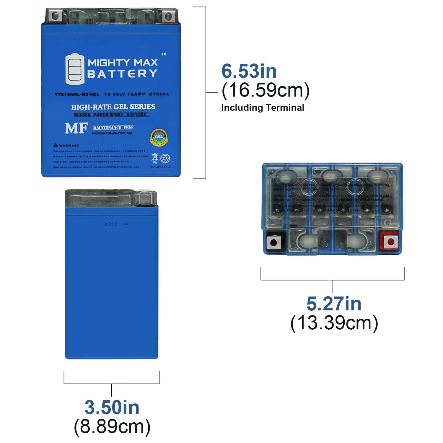 Mighty Max YTX14AHL 12V GEL Battery for Ducati 650 Alazurra 2011 - Includes 2Amp Charger | High-Performance Motorcycle Battery for Ducati Bikes | Perfect for Long Rides & Off-Road Adventures