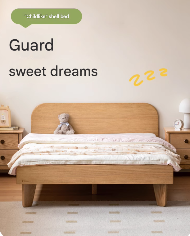Solid Oak Wood Kids Bed - Sturdy & Safe Toddler Bed Frame for Boys & Girls - Perfect for Nursery, Bedroom, or Playroom