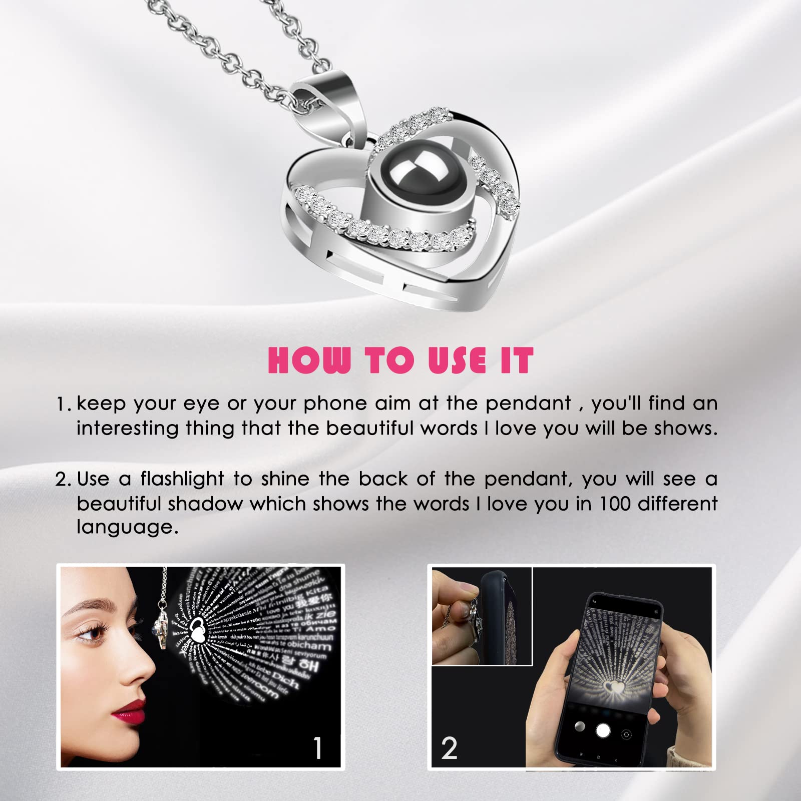Eternal Preserved Rose Necklace - 'I Love You' in 100 Languages, Christmas Rose Flower Gift for Anniversary, Valentine's Day, Mother's Day & Birthday | Perfect Romantic Jewelry Gift for Wife, Girlfriend or Mom | Ideal for Date Nights, Proposals & Special Occasions
