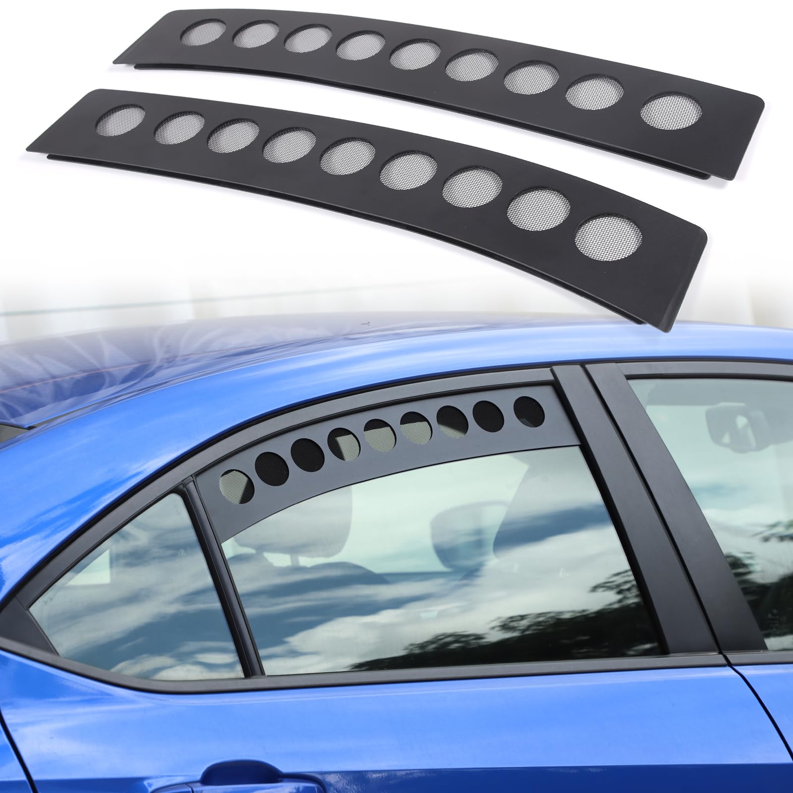 Subaru WRX 2022-2023 Cab Window Vent Screen Insert - 2nd Row Door Window Vents Screens - Aluminum Side Window Louvers Air Vent Cover Accessories (2PCS) - Improve Airflow & Keep Bugs Out for Road Trips & Camping
