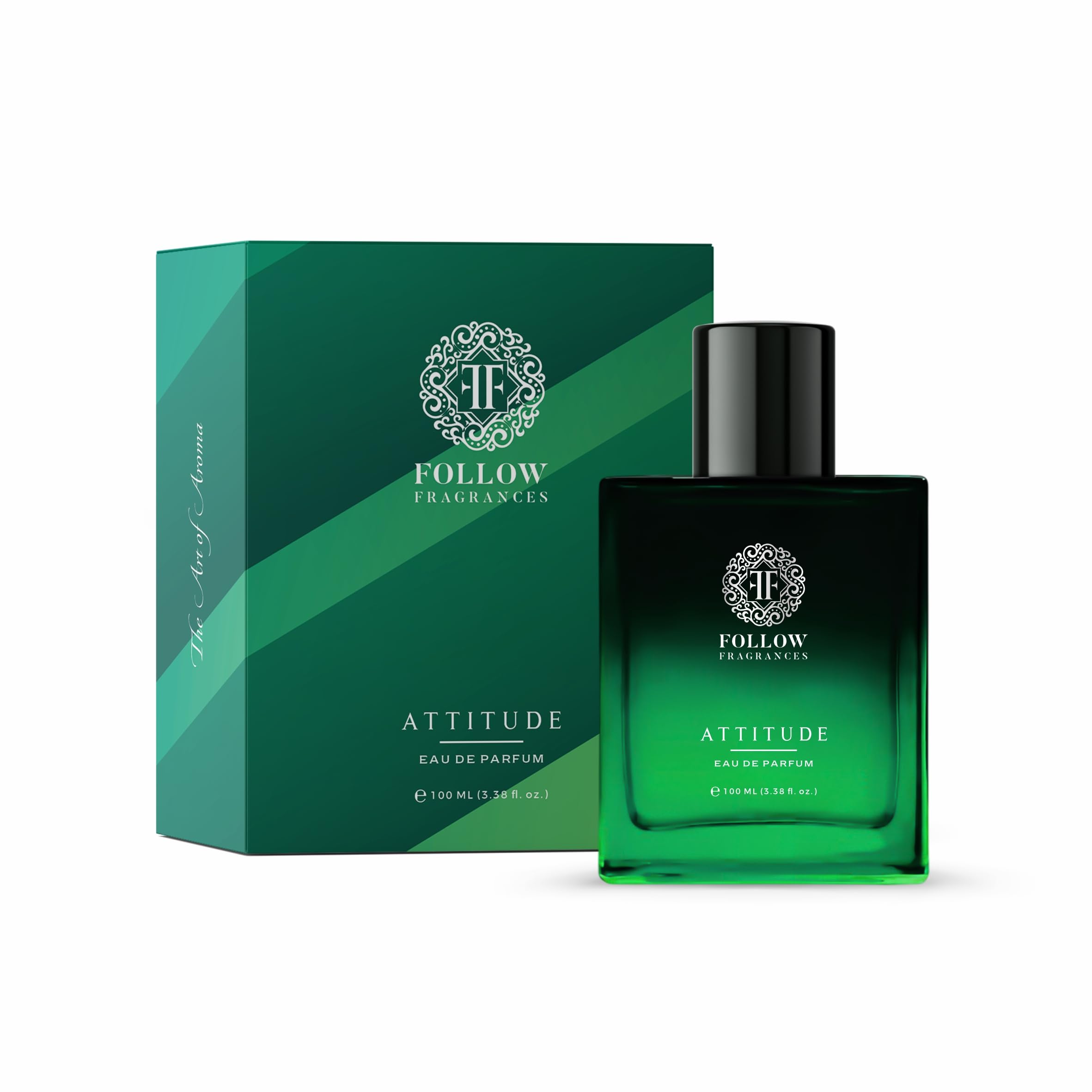 Follow Fragrances Attitude | Premium Men's Eau De Parfum with Citrus-Apple, Geranium & Cedarwood Notes | 3.4oz Luxury Cologne for Date Night & Special Occasions