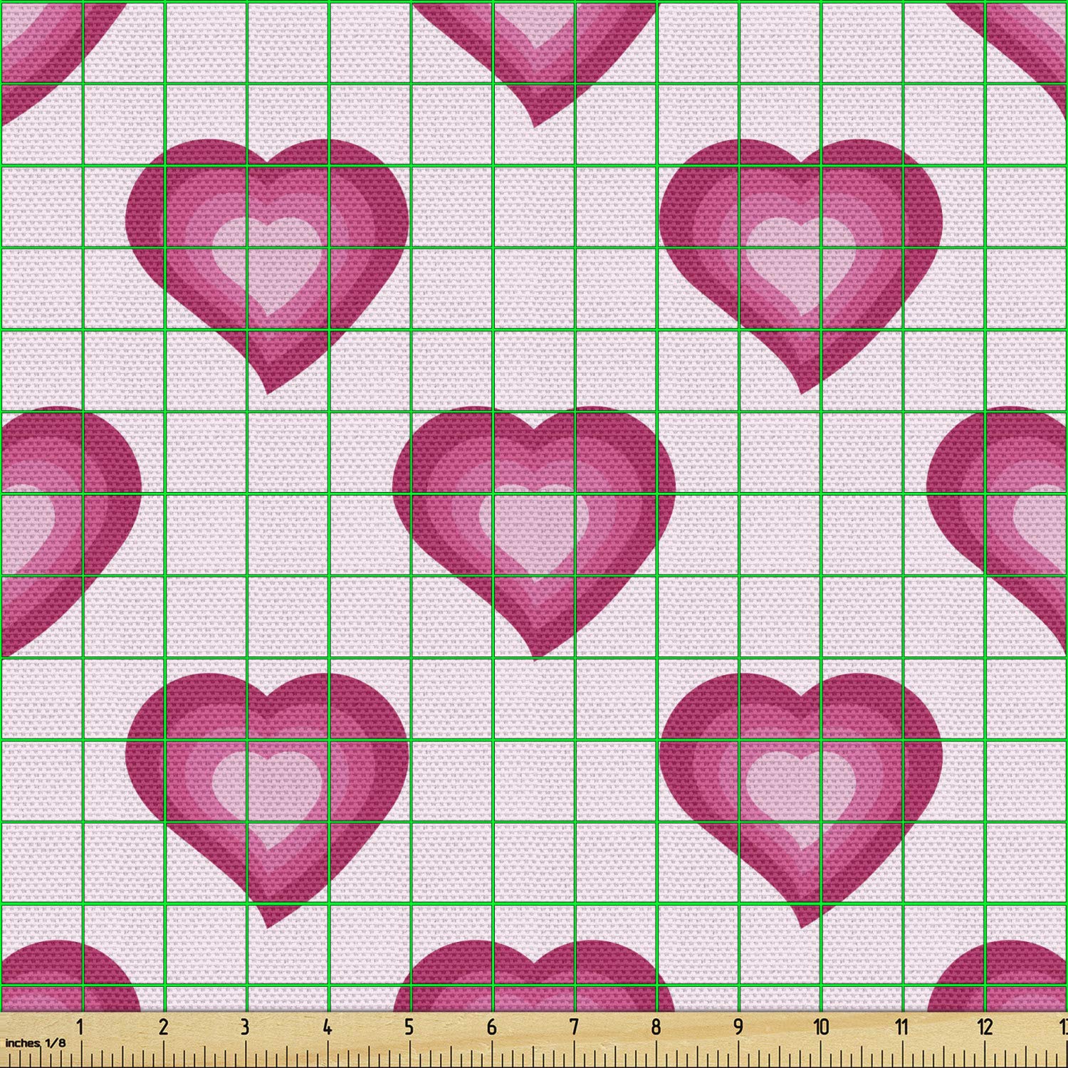 Ambesonne Ombre Heart Cartoon Fabric - 10 Yards Pale Pink Magenta Decorative Material for Upholstery, DIY Home Decor, Curtains & Craft Projects | Romantic Love Themed Textile for Bedding, Pillows & Wall Hangings