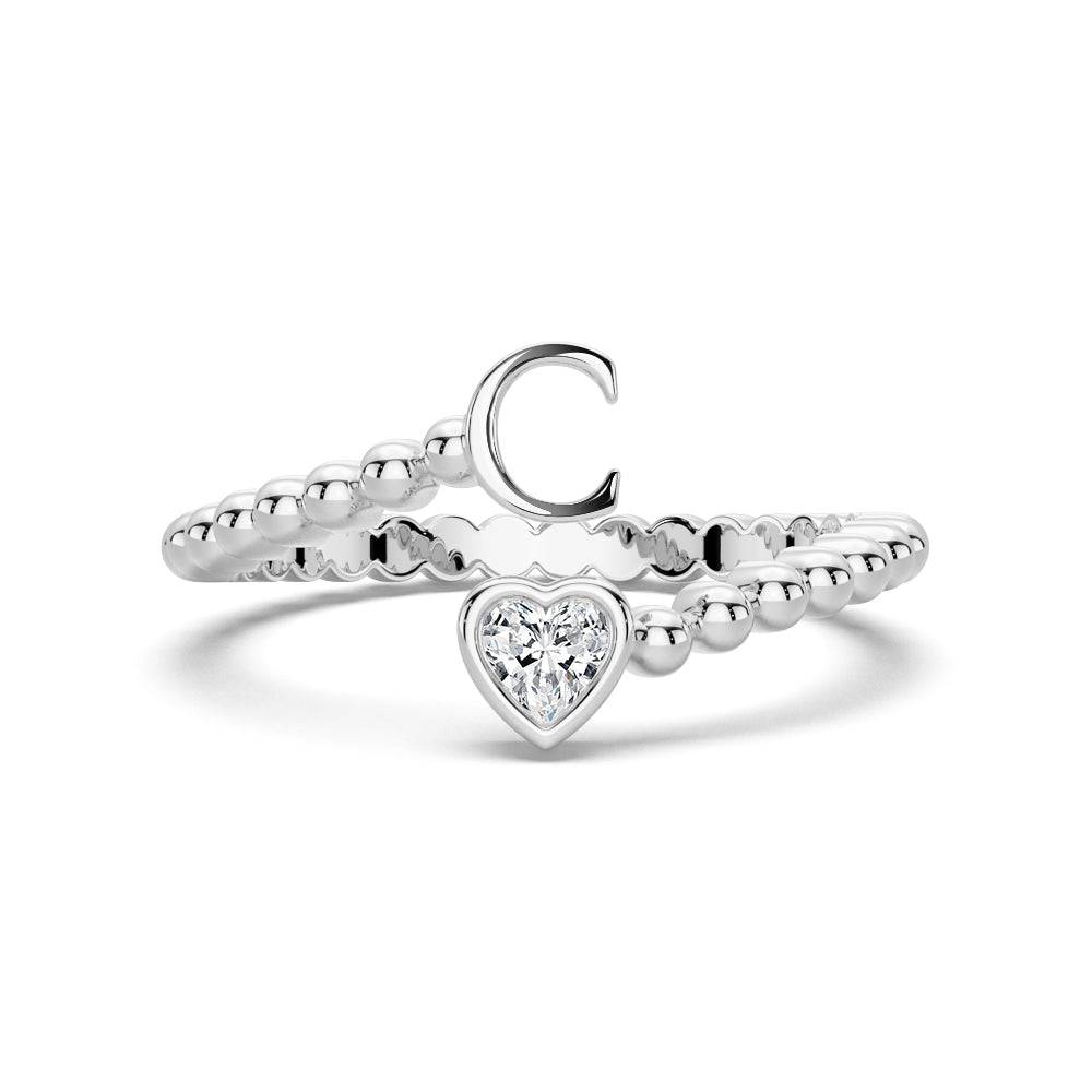 Lab Grown Diamond Personalized Initial Promise Ring for Women - Custom Engraved 14K Gold/White Gold Name Letter Ring - Perfect for Anniversaries, Engagements & Special Occasions
