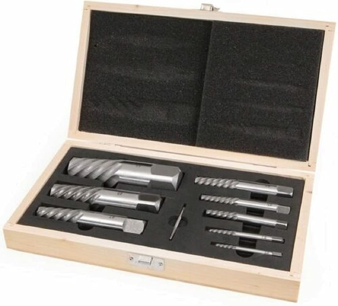 9PC Large Spiral Screw Bolt Pipe Extractor Easy Out Set - Professional Extractor Tool Kit for Removing Broken Bolts, Nuts and Pipes - Ideal for Automotive, Plumbing and DIY Repairs