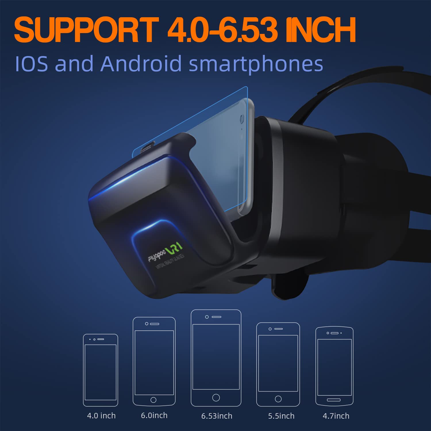 FIYAPOO VR Headset for iPhone & Android Phones 4.7-6.8 Inch - HD Virtual Reality Glasses for 3D Movies, Games & Immersive Experiences - Perfect Christmas Gift for Tech Lovers & Gamers (Use for Home Entertainment, Gaming, Virtual Travel & Education)