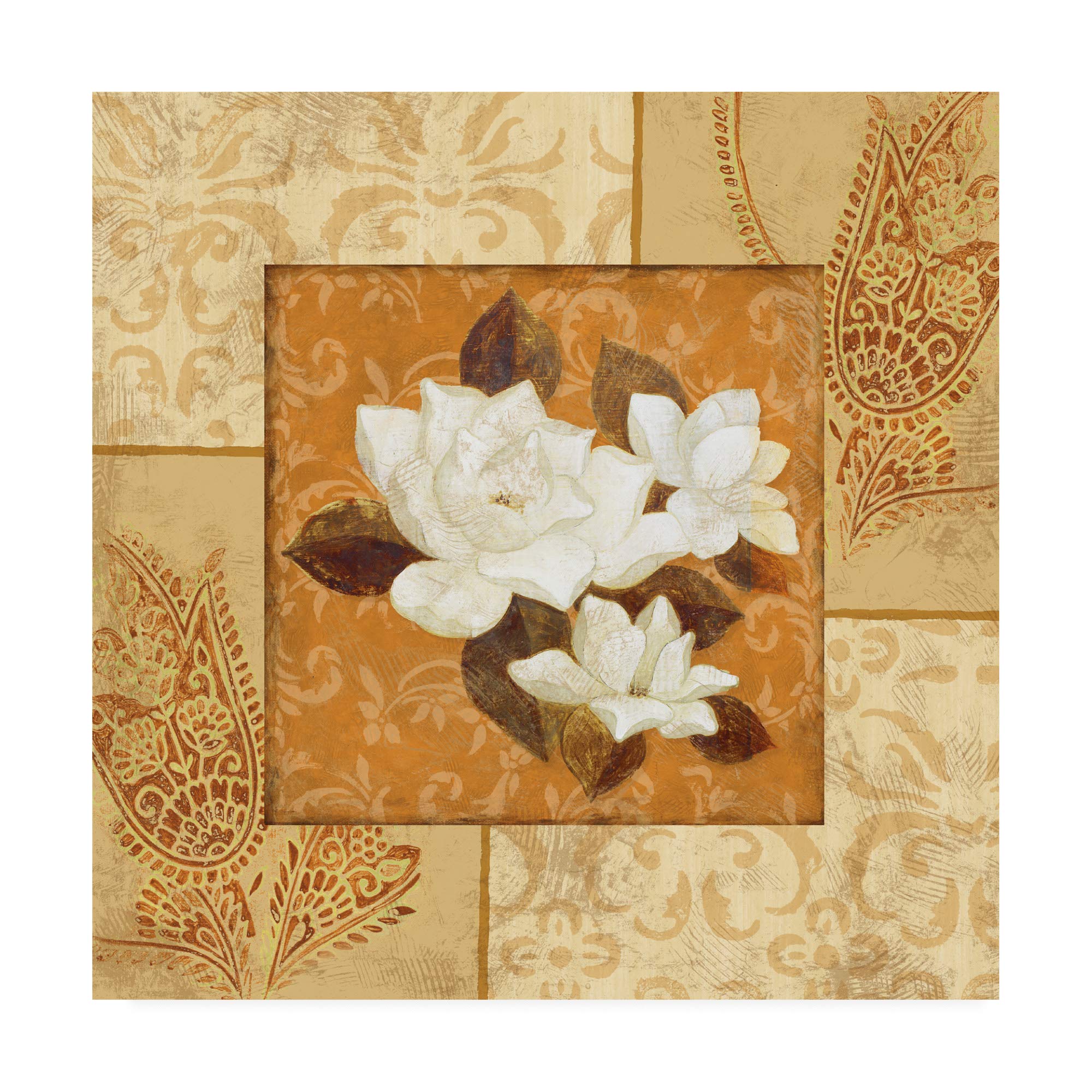 Pablo Esteban Magnolia 1 Beige Fine Art Print - 18x18 Inch Wall Decor for Living Room, Bedroom & Office