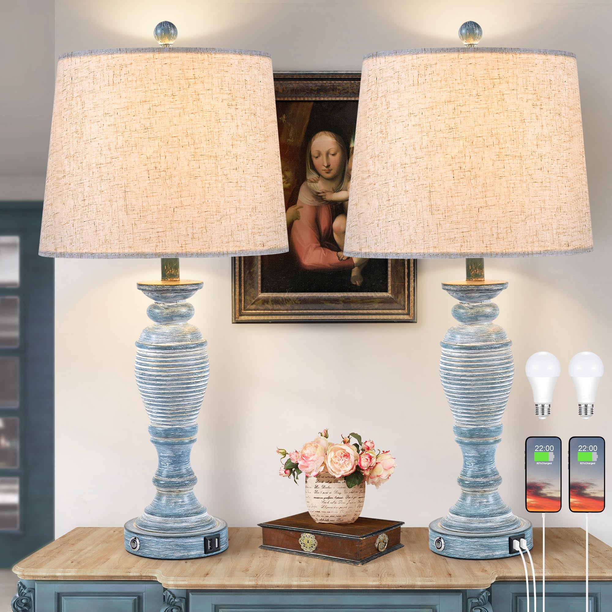 Modern Blue Table Lamps Set of 2 - 27.7
