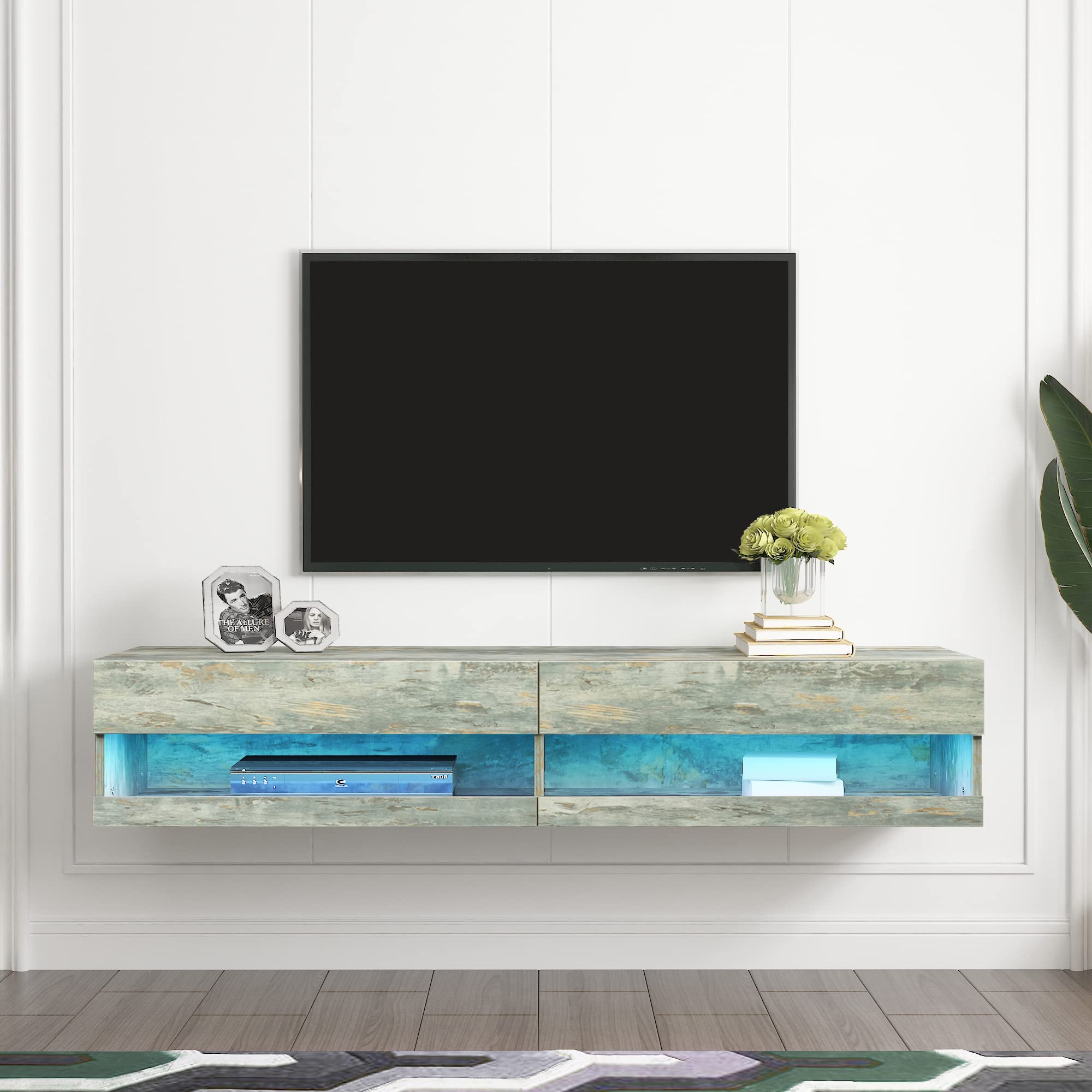 Modern LED Floating TV Stand for 80